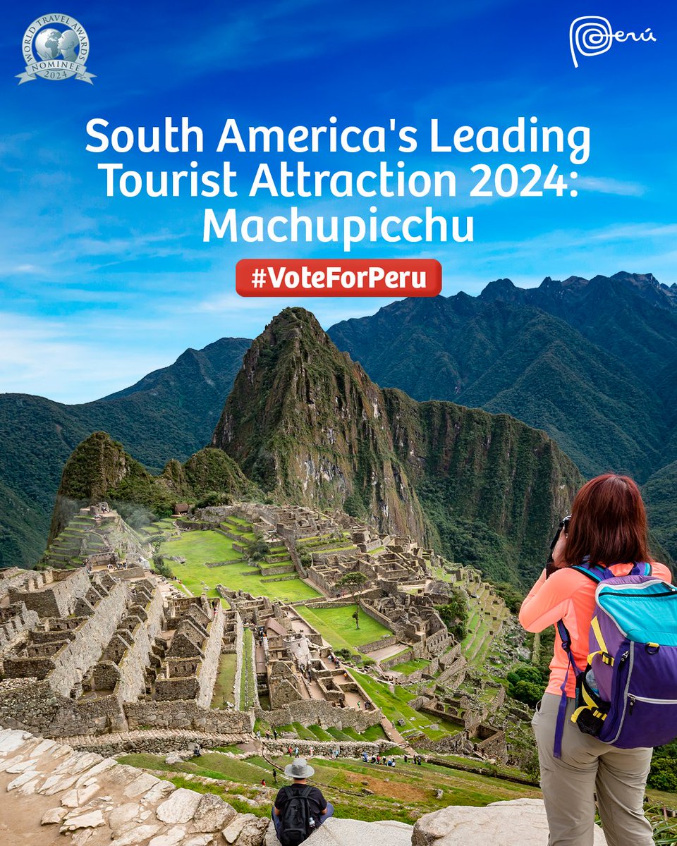 #VoteForPeru 👉 bit.ly/3OXYjlQ Our amazing world wonder, #Machupicchu, has been nominated for South America's Leading Tourist Attraction 2024 at the prestigious @WTravelAwards. Let's help #Peru obtain this important recognition. 🇵🇪✨ #WTA2024