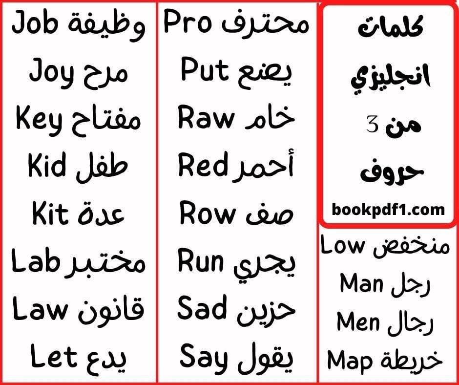 كلمات إنجليزية من ٣ حروف | 👏🌟