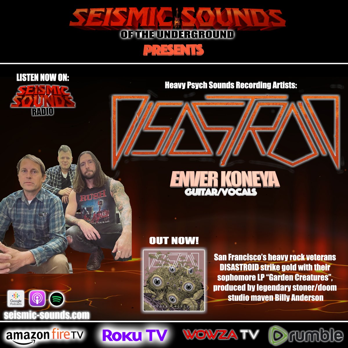 Seismic-Sounds.com (@seismicsounds1) on Twitter photo Matt Hartnett from Aftershocks TV/The Heavy Galaxy Show has a new heavy rock centered show called SEISMIC SOUNDS of the UNDERGROUND...first guest is <a href="/Disastroid_SF/">Disastroid SF</a> guitarist/vocalist Enver Kenoya..click link below for video interview:
seismic-sounds.com/podcast/interv⦠Matt Hartnett from Aftershocks TV/The Heavy Galaxy Show has a new heavy rock centered show called SEISMIC SOUNDS of the UNDERGROUND...first guest is <a href="/Disastroid_SF/">Disastroid SF</a> guitarist/vocalist Enver Kenoya..click link below for video interview:
seismic-sounds.com/podcast/intervā¦