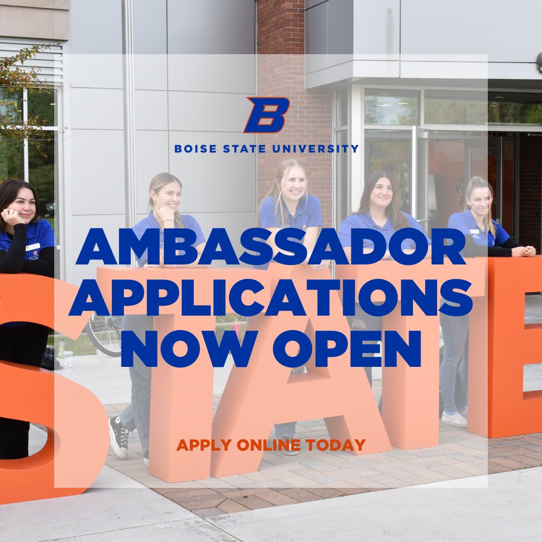 The 2024-2025 #BoiseStateCOEN Ambassador applications are now open on Handshake until March 29!

Questions about the role? Reach out to a current Ambassador to ask about their experience.

You must meet all applicant criteria listed online to be eligible to apply! #BoiseState