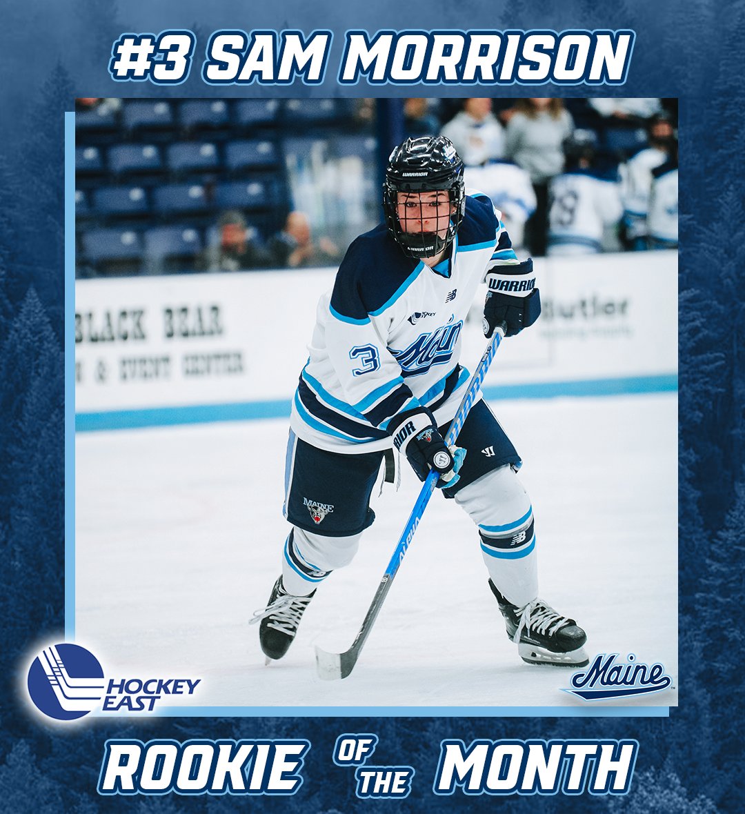 A strong finish to the season by Sam Morrison. Hockey East Rookie of the Month!