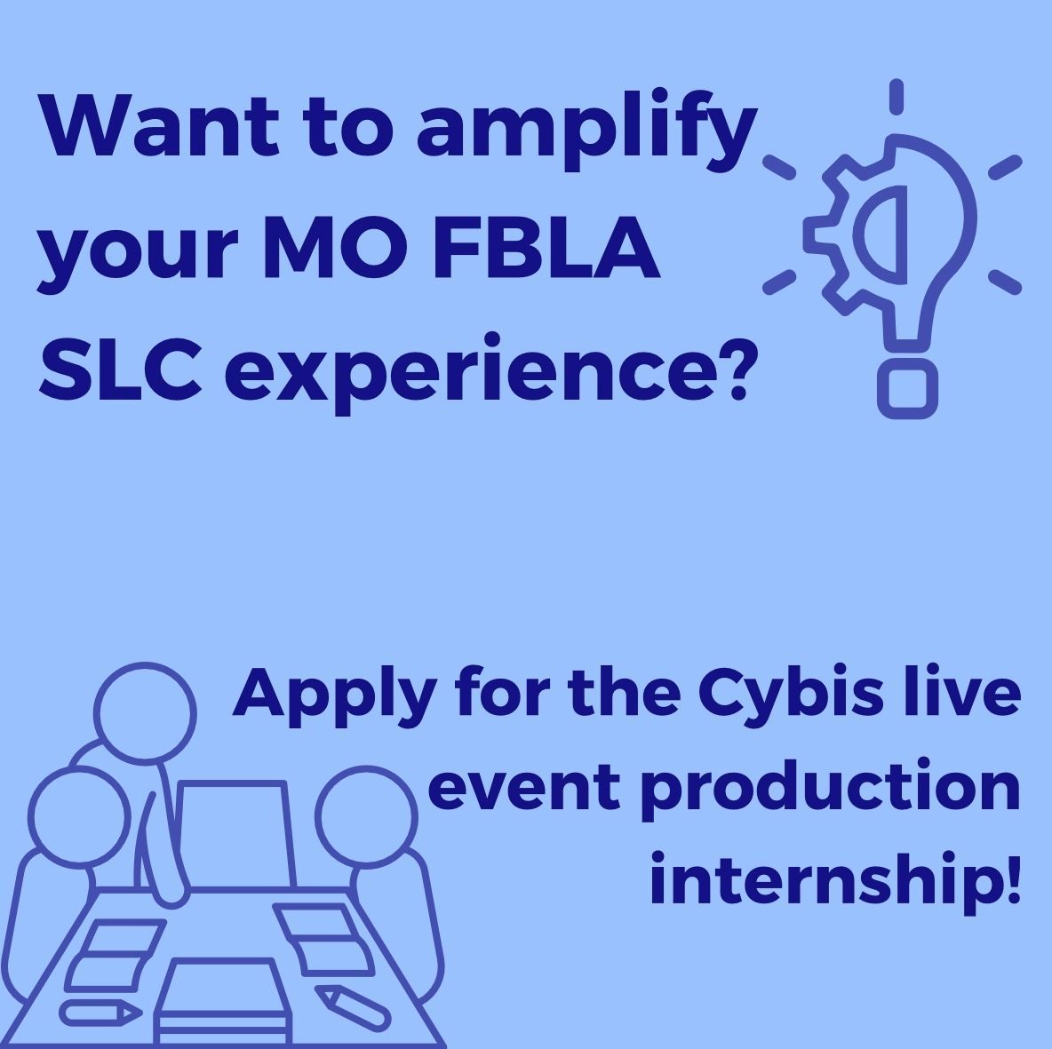 Want to amplify your MO FBLA SLC experience? Apply for the Cybis live event production internship! <a href="/thinkcybis/">Cybis Productions</a> 
Follow the link in bio to apply.