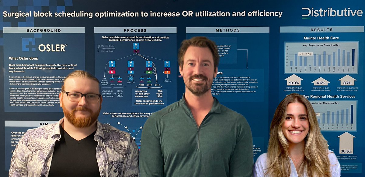 DistributiveNet's tweet image. Distributive proudly unveils Osler at HIMSS Global Health Conference & Exhibition next week. Osler lifts hospital surgical throughput by up to 10%!
Come meet Gabrielle Mehltretter, Alexander Salgo, and Dan Desjardins at booth 911 at #himss24.