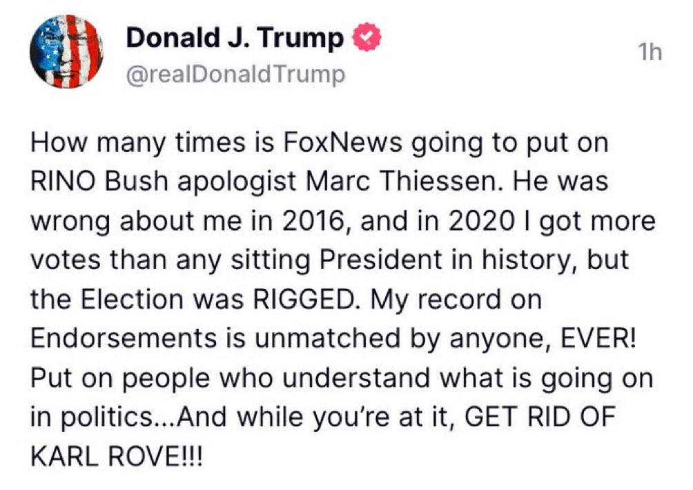 CONFLICT OF INTEREST Why is Karl Rove allowed to be on @FoxNews tonight for election night coverage for #SuperTuesday? His wife, Karen Rove, has hosted MULTIPLE fundraisers for @NikkiHaley’s presidential campaign, as was exclusively reported by @LoomerUnleashed! CONFLICT OF…