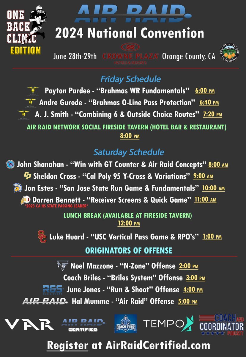 I guarantee you are using something in your offense that comes from the Air Raid family The @AirRaidCert convention is for every coach in any system! #TXHSFBCHAT