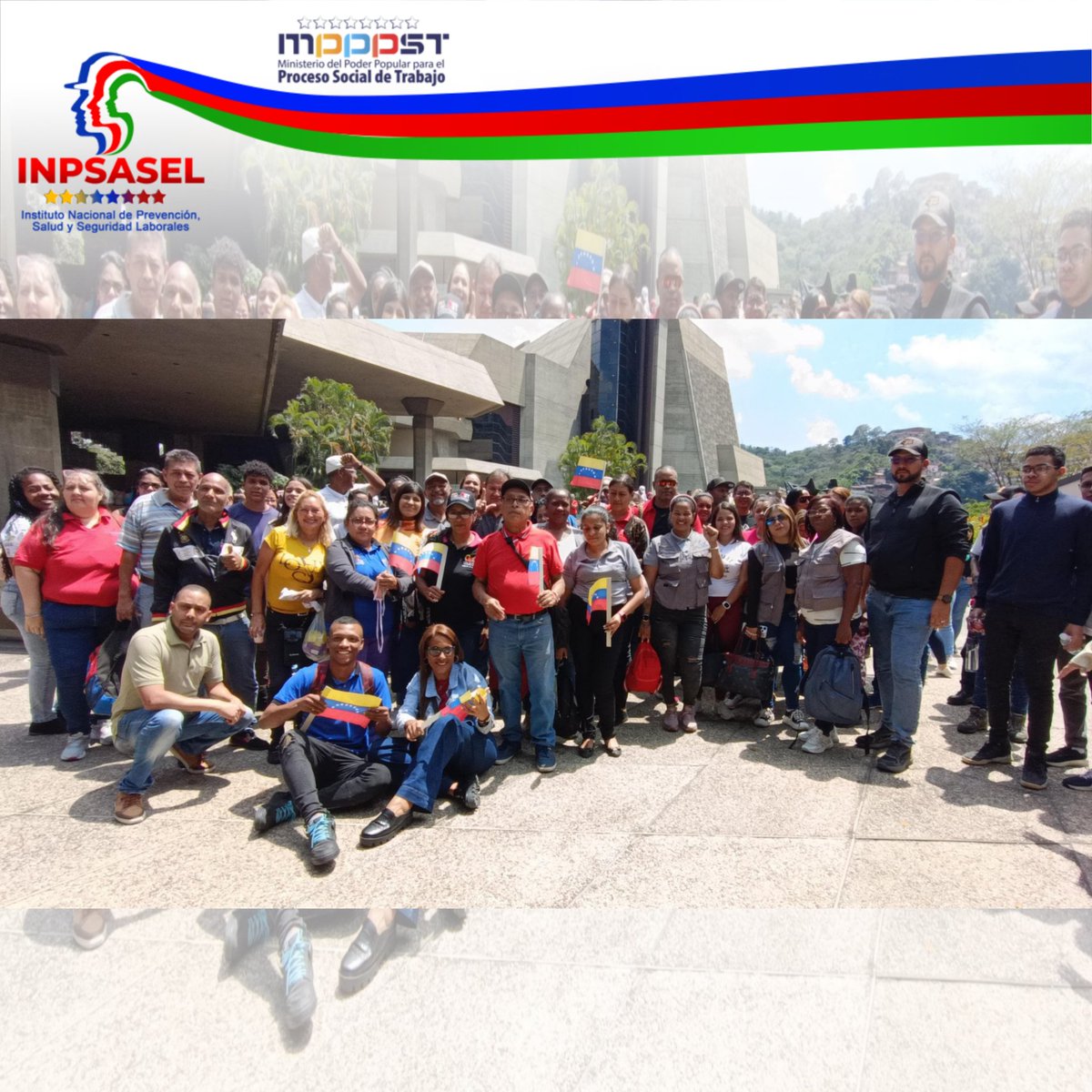 Inpsasel_vzla's tweet photo. La Clase Trabajadora del @MinTrabajoVE  y sus entes adscritos, acompañamos al presidente @NicolasMaduro  en el acto de lanzamiento de la Gran Misión Igualdad y Justicia Social "Hugo Chávez", realizado en el Teatro Teresa Carreño.
#AmorIrreductibleYEterno

@AlexisJCorredor https://t.co/DMA0eHkx6V
