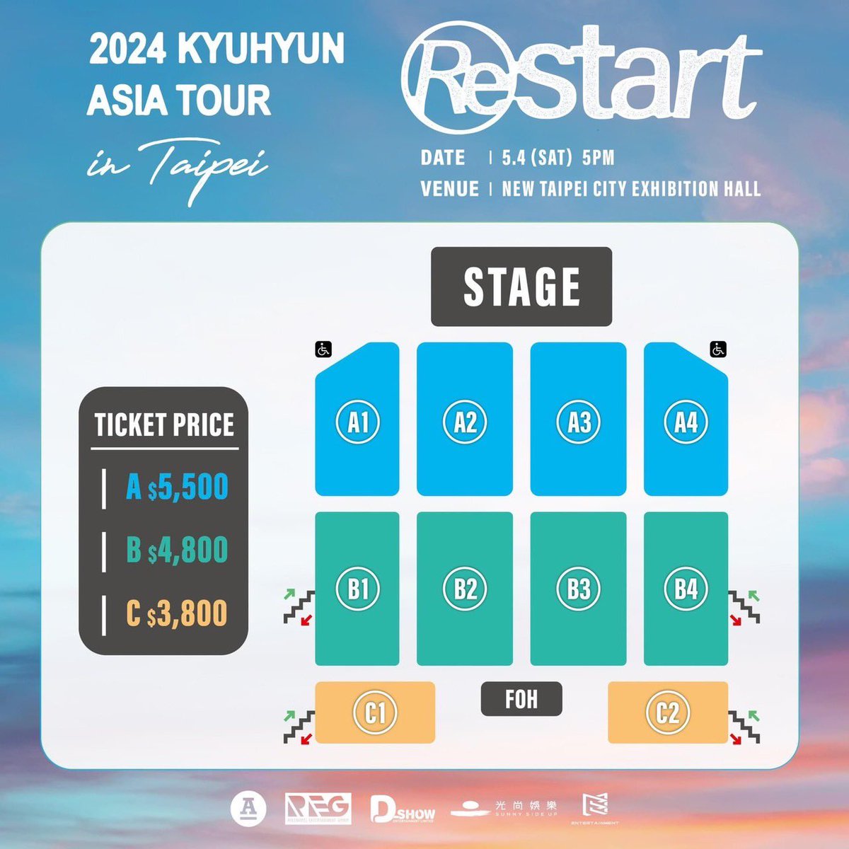 2024 KYUHYUN ASIA TOUR 'Restart' in 台北

Aブロック　1〜5列

★ご希望の際はご予算と必要枚数を記載の上DMにてお問い合わせください。

#KYUHYUN
#Restart
#Restart_in_Taipei
#2024KYUHYUNASIATOUR