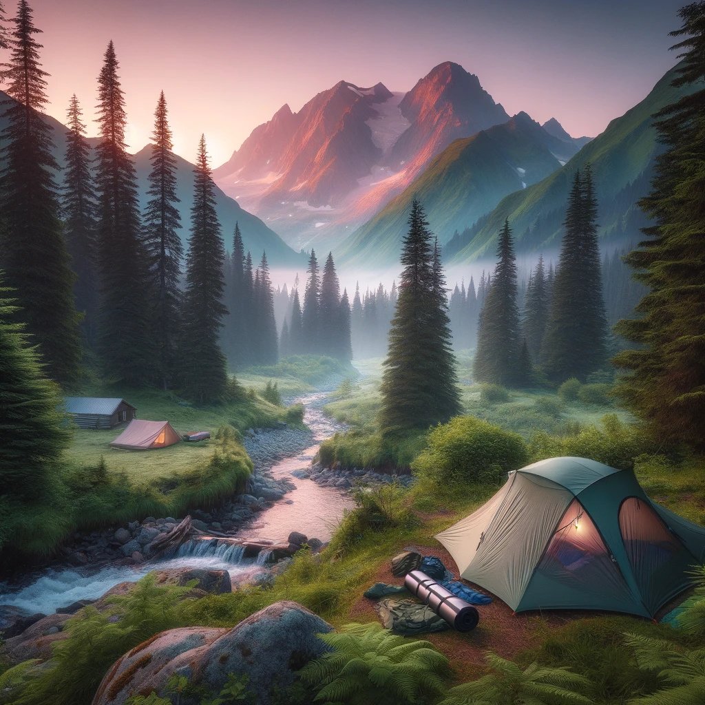 Waking up in a mountain valley is like being in another world. The first light of dawn breaking through the mist, the gentle flow of a nearby stream, it's a reminder of nature's gentle morning call. What's your dream camping spot? #SunriseSerenity #NatureLovers