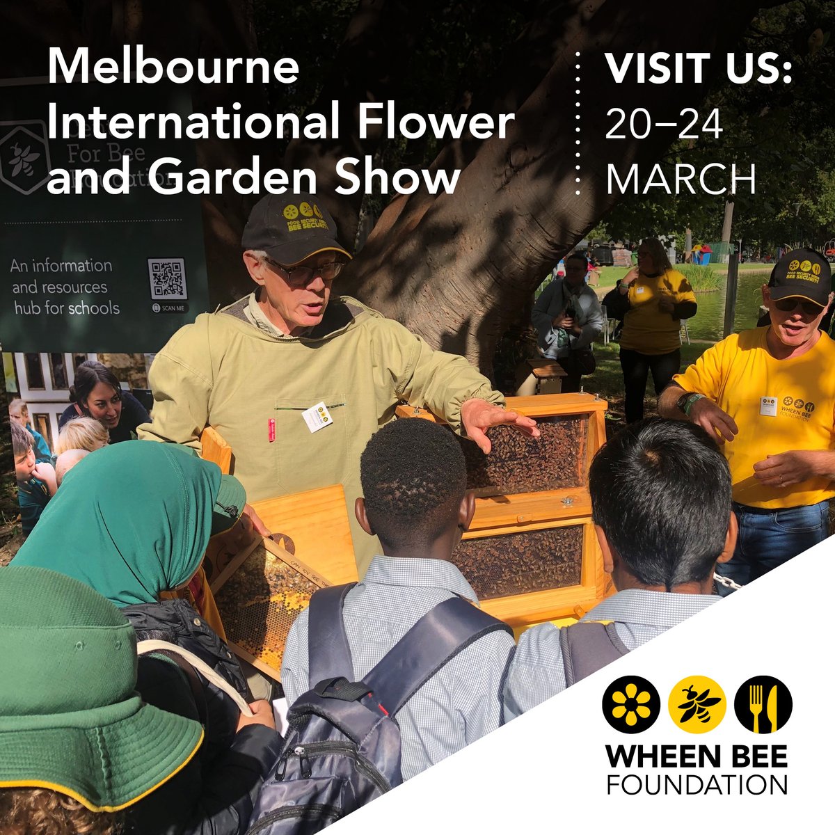 Visit us at the Melbourne International Flower & Garden Show. Guests will have the chance to explore the native bee garden, see a live observation hive and hear from teachers from Bee School by Beechworth Honey. The show runs from 20–24 March. Info at bit.ly/3V1JV03