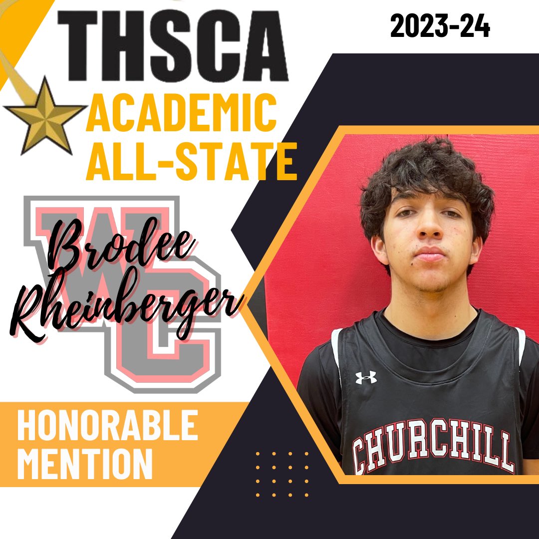 Congratulations to Brodee Rheinberger for being named THSCA Academic All-State Honorable Mention!