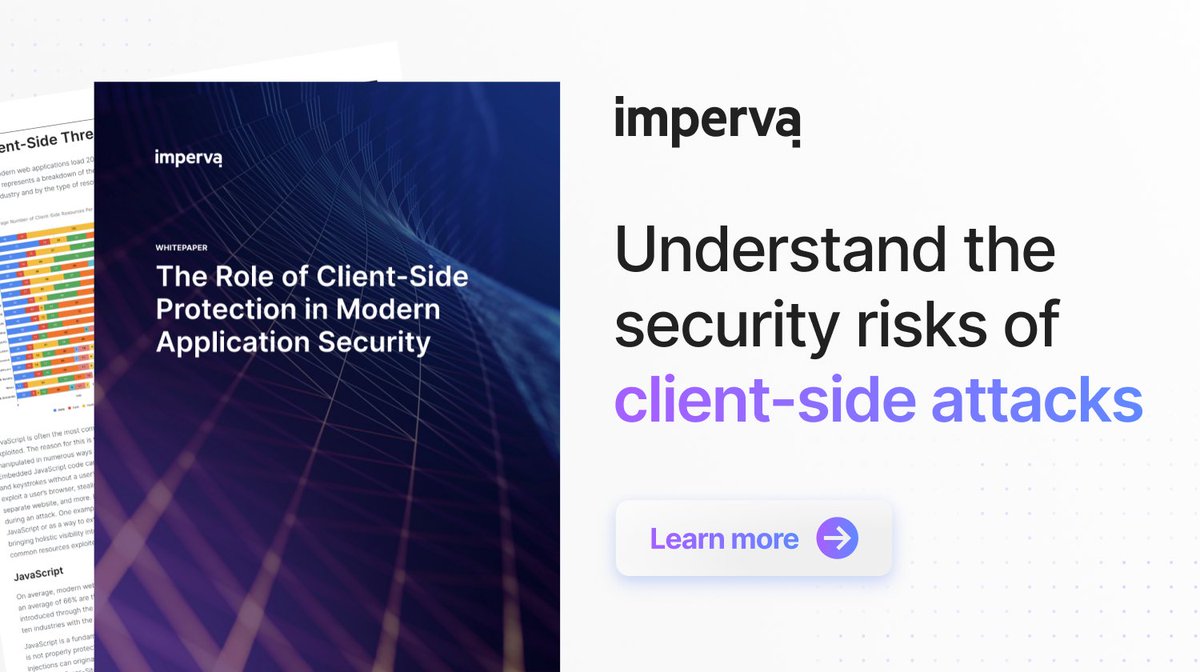 🛡️The Role of Client-Side Protection Client-side security risks are often overlooked. Learn how these threats could undermine your business in this Imperva guide. Learn more! 👉 itspm.ag/impervlttq *sponsored @Imperva