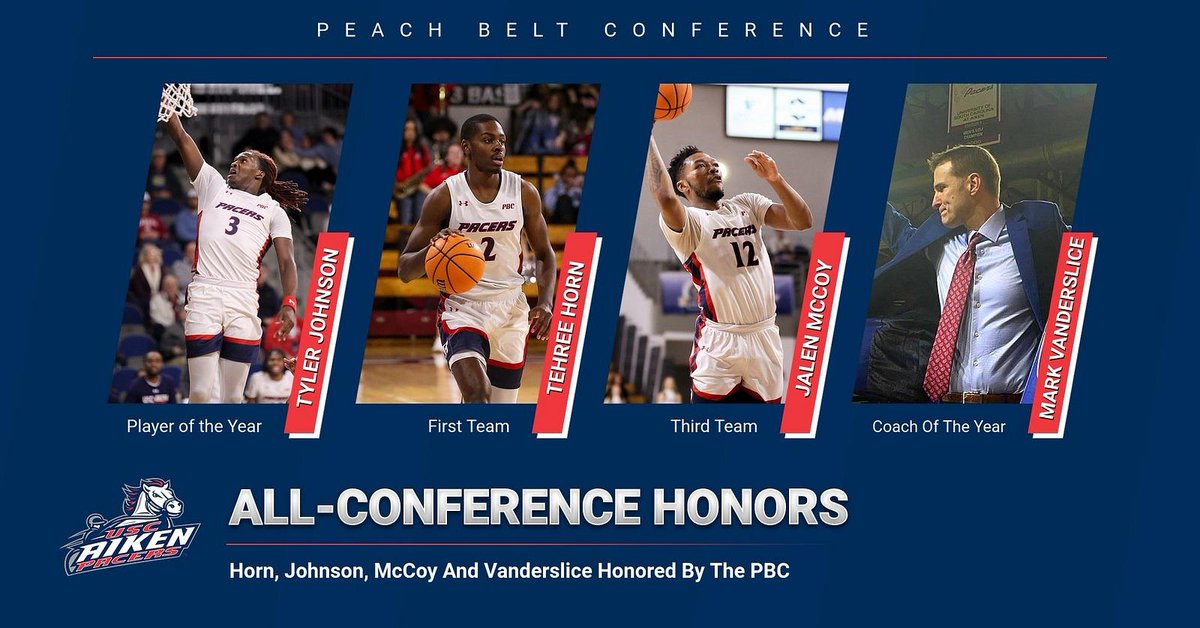 Tyler Johnson, Tehree Horn, Jalen McCoy & Head Coach Mark Vanderslice Pick Up PBC Honors: pacersports.com/news/2024/3/5/… #PacerMBB #PacerNation