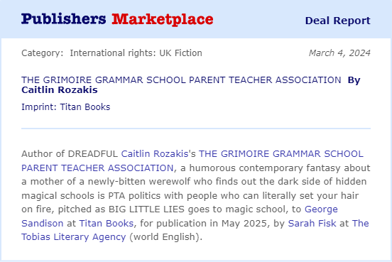When's the next book? Next May! I'm delighted to announce @TitanBooks will be publishing THE GRIMOIRE GRAMMAR SCHOOL PARENT TEACHER ASSOCIATION in 2025. So many thanks to @Sarah_Nicolas and @GeorgeSandison!