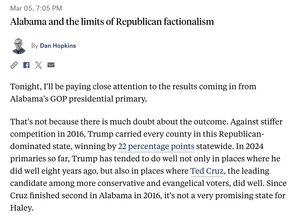 Excited to be live-blogging with the @FiveThirtyEight team tonight for Super Tuesday. abcnews.go.com/538/live-updat… One of my posts is about Alabama and factionalism in recent GOP primaries there.