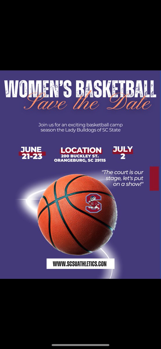 🚨 Team Camp June 21-23 and Elite Camp will be help on July 2🚨 

Contact : jmurray6@scsu.edu or tpeay3@gmail.com to register!