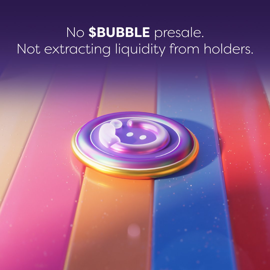 No $BUBBLE presale. Not extracting liquidity from holders. Increased $BUBBLE airdrops to holders. We do things differently 🤝 Join our IO community: opensea.io/collection/io-…