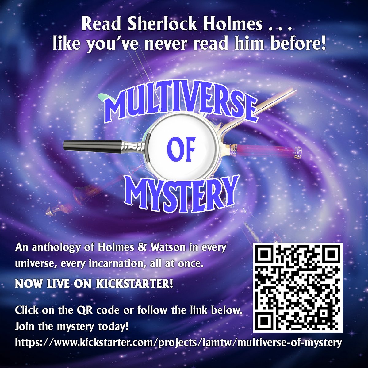 And we're live! The game is afoot! Please join us on our journey through the multiverse with many versions of Holmes and Watson. We hoe you will jin us on this campaign through time and space. kickstarter.com/projects/iamtw…