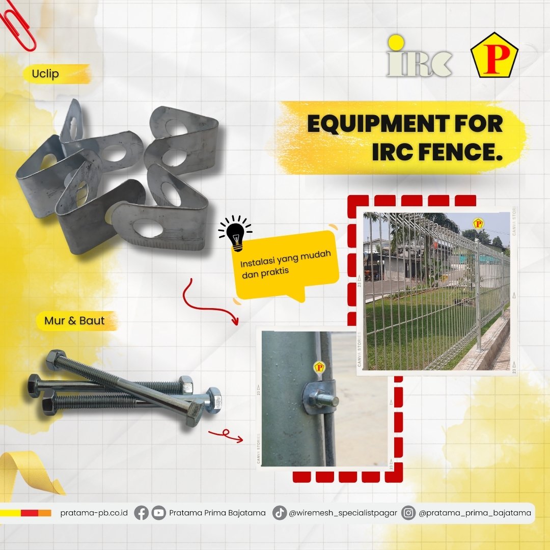 PBajatama's tweet image. Equipment For IRC Fence ✨

This fence equipment function as a reinforcement and lock for the IRC Fence in an easy and practical installation process. So, what are you waiting for? Order Now!!!

#pratamaprimabajatama #pagarbrc #pintubrc #tiangbrc #miningmesh #steels #march