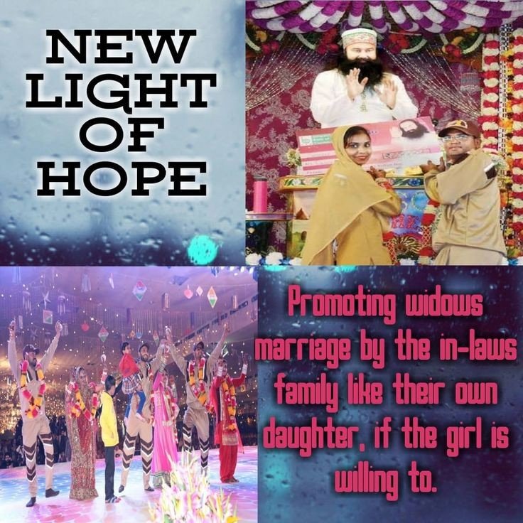 InshaAvi's tweet photo. A unique initiative #NewLightofHope is started by saint Dr gurmeet ram rahim singh ji insan, under this initiative #SaintDrMSG taught that we should motivate the women who are widowed for a new marriage so they can start their happy and #newlife if they are willing to do so. https://t.co/CYuHKGlpCH