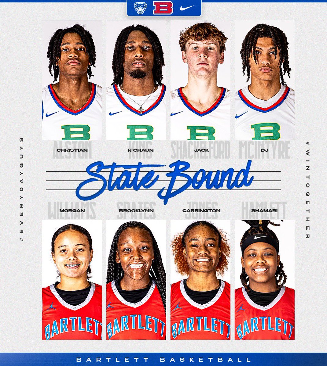 Bartlett Boys Hoops (@bartletthoops) on Twitter photo Boys Going To State 🤝 Girls Going To State
For the first time in school history, both Bartlett basketball teams will take the floor in Murfreesboro together in the same year!
Make plans to come out and see the <a href="/HoopGirlsBHS/">Bartlett GBB</a> tomorrow!
#EveryDayGuys | #BuiltToLast Boys Going To State 🤝 Girls Going To State
For the first time in school history, both Bartlett basketball teams will take the floor in Murfreesboro together in the same year!
Make plans to come out and see the <a href="/HoopGirlsBHS/">Bartlett GBB</a> tomorrow!
#EveryDayGuys | #BuiltToLast