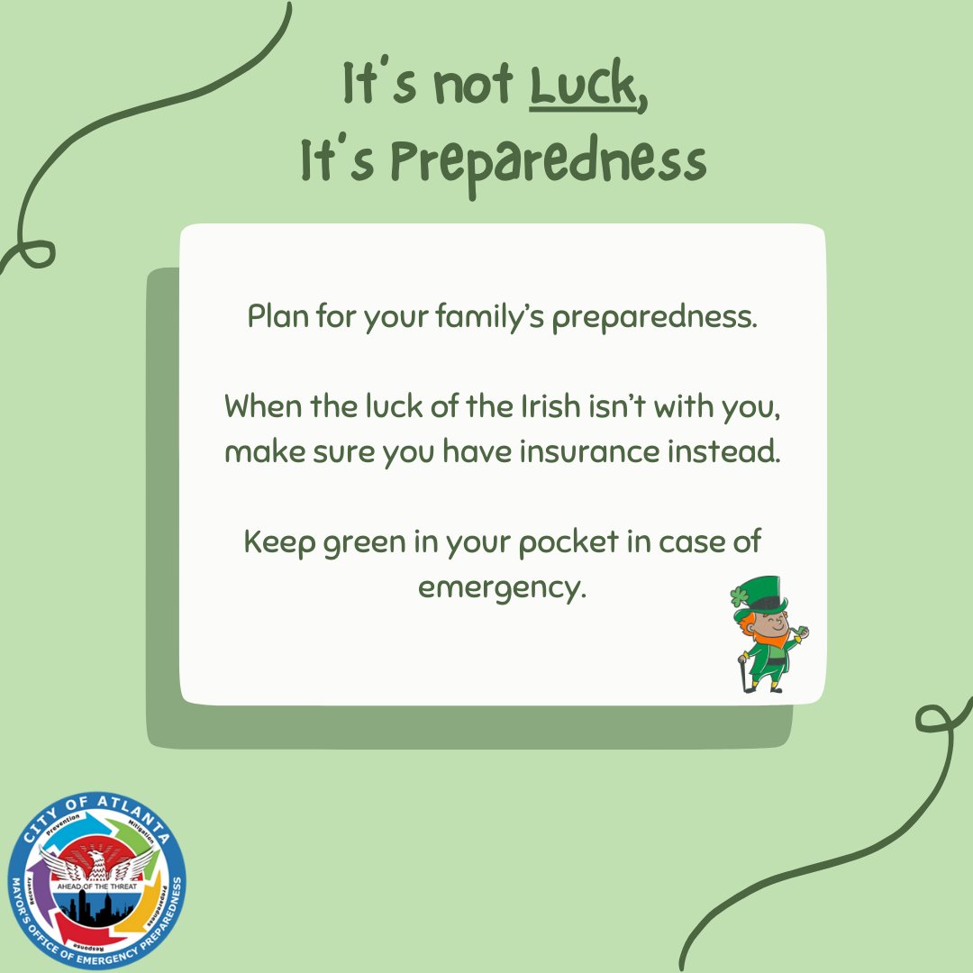 #ItsNotLuck being prepared for springtime weather. When the thunder roars, make sure you are prepared! Take care of your little leprechauns and plan for your family's preparedness. #BeReady