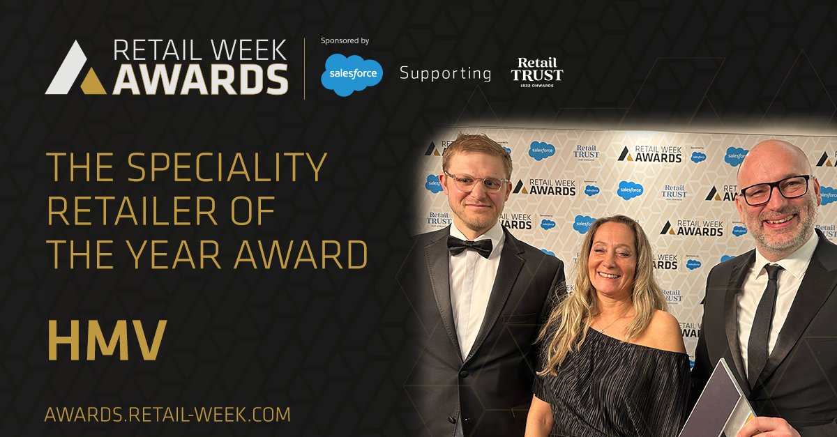 WINNER! Congratulations to @hmvtweets for winning the Specialty Retailer of the Year Award! #RWAwards24 @SalesforceUK