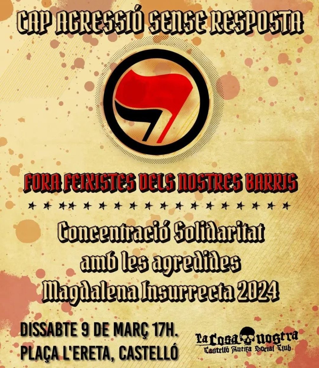 A #Castelló, dissabte, diem no al feixisme.