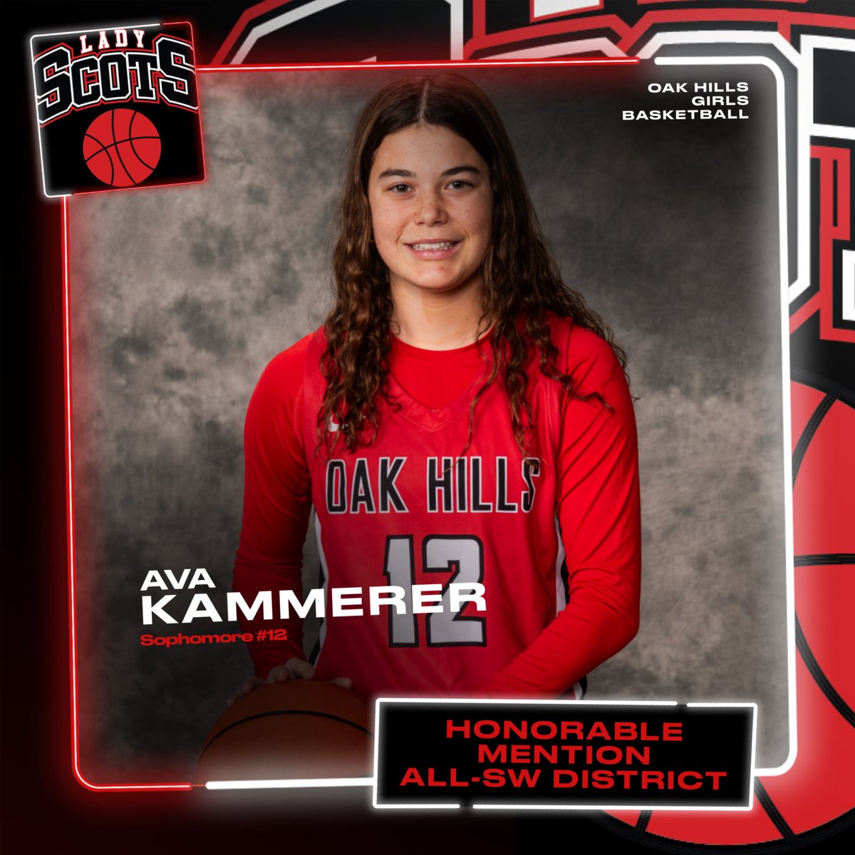 OakHillsWBB's tweet photo. Congrats to sophomore Ava Kammerer on being named Honorable Mention All-Southwest District! https://t.co/iW10IcjpLX
