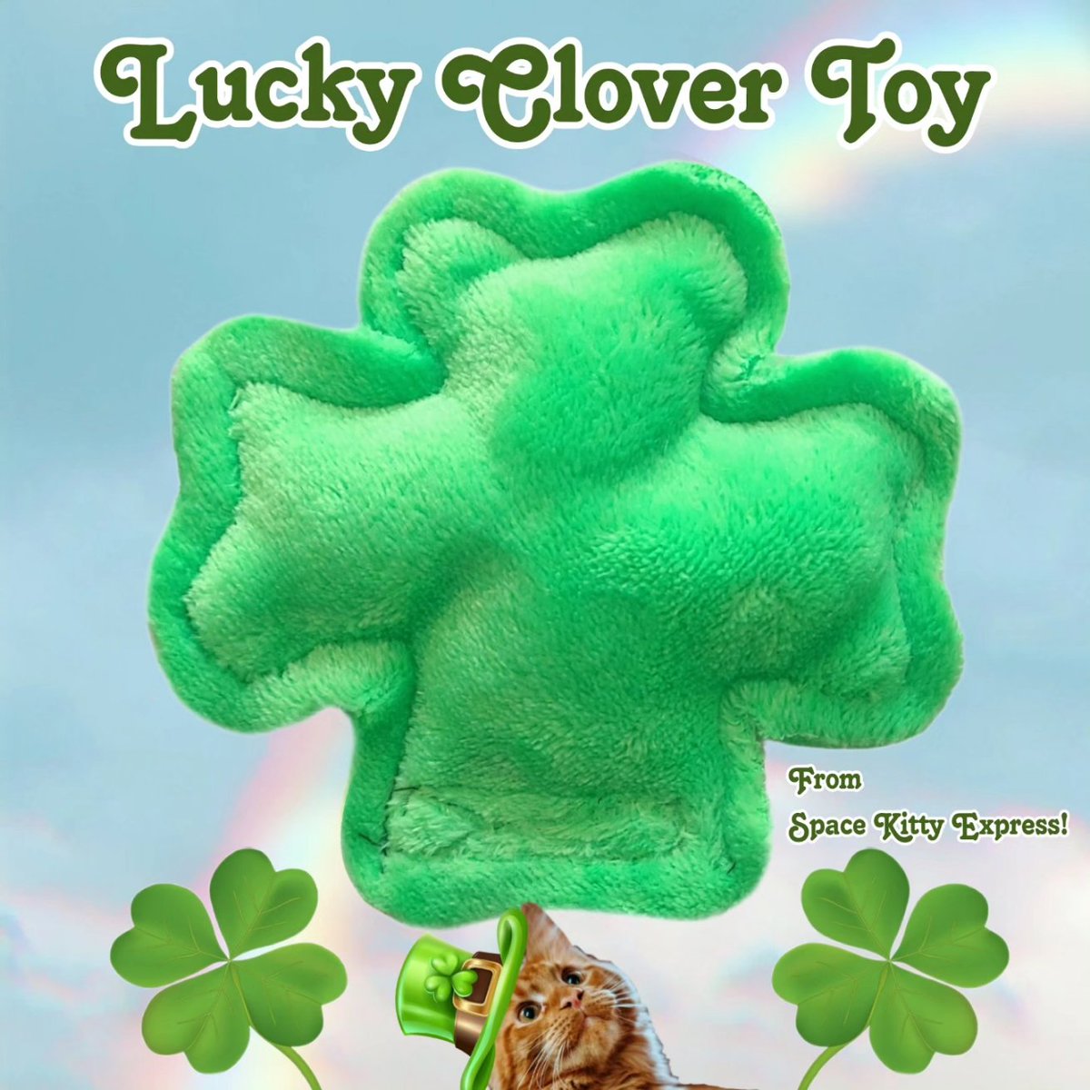 Wanna bring your kitty some good luck? Check out our lucky clover toys! These come filled with your choice of Catnip, Silver Vine, Tatarian Honeysuckle, Valerian Root or a blend! 😺🍀 Find them at spacekittyexpress.com 🍀😺 Hope you all have a lovely St. Patrick's Day! 💚