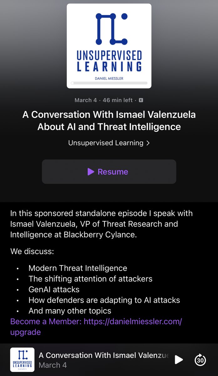 aboutsecurity's tweet image. I truly enjoyed speaking with @DanielMiessle on #AI and #ThreatIntelligence in this episode of #UnsupervisedLearning. Hope you enjoy it too!
podcasts.apple.com/us/podcast/a-c… @BlackBerry