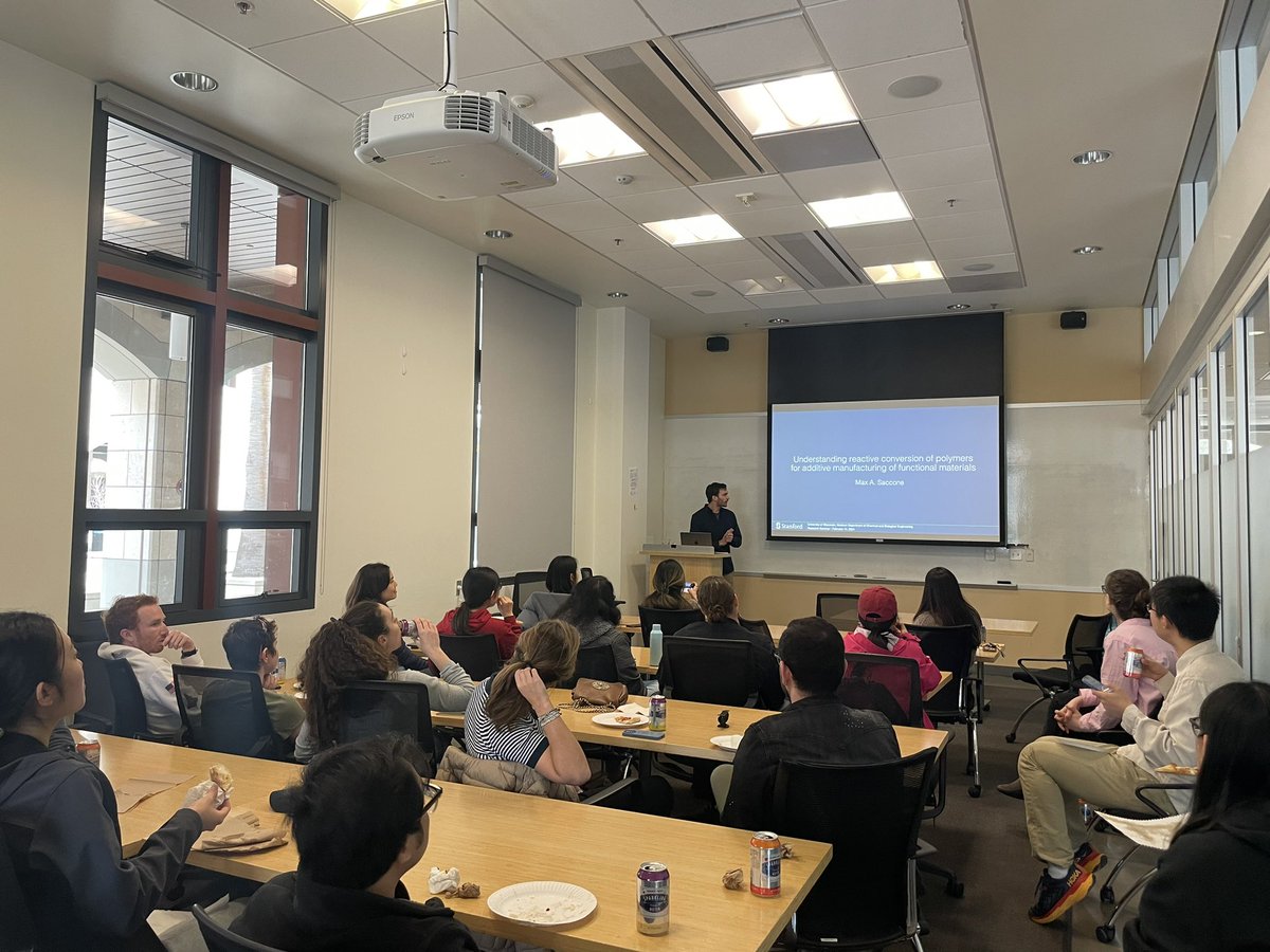 Stanford Polymer Collective (@stanfordpolymer) on Twitter photo Shout out to our fantastic Postdoc Liaison <a href="/MaxSaccone/">Max Saccone</a> (<a href="/DeSimoneLab/">DeSimone Research Group</a>) for giving a super captivating lunch-and-learn and teaching us about additive manufacturing approaches! 🤩 Shout out to our fantastic Postdoc Liaison <a href="/MaxSaccone/">Max Saccone</a> (<a href="/DeSimoneLab/">DeSimone Research Group</a>) for giving a super captivating lunch-and-learn and teaching us about additive manufacturing approaches! 🤩