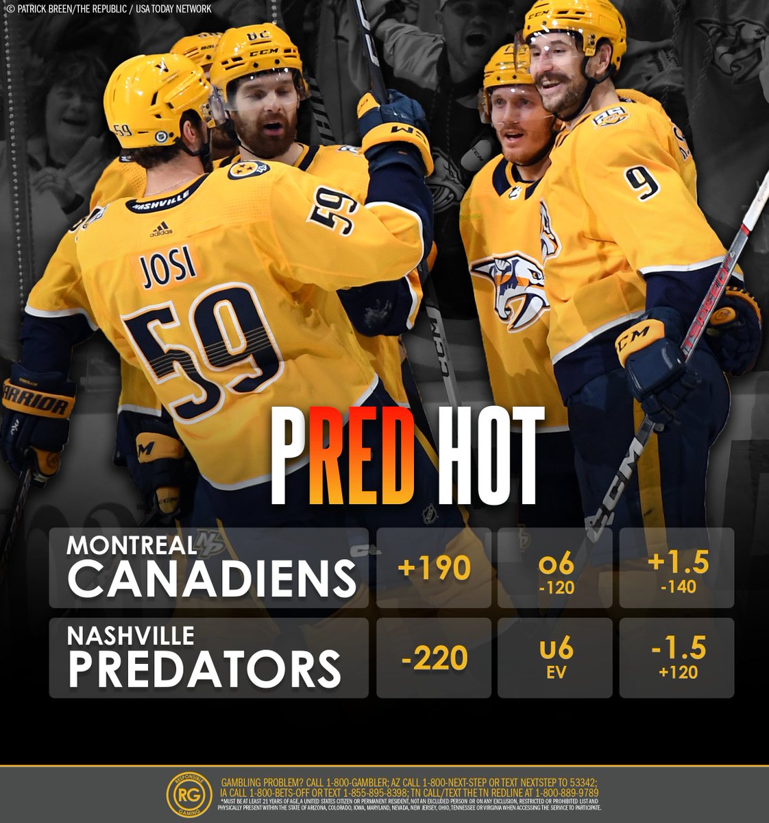 The red hot Preds look to get their 9th straight win tonight 🔥
