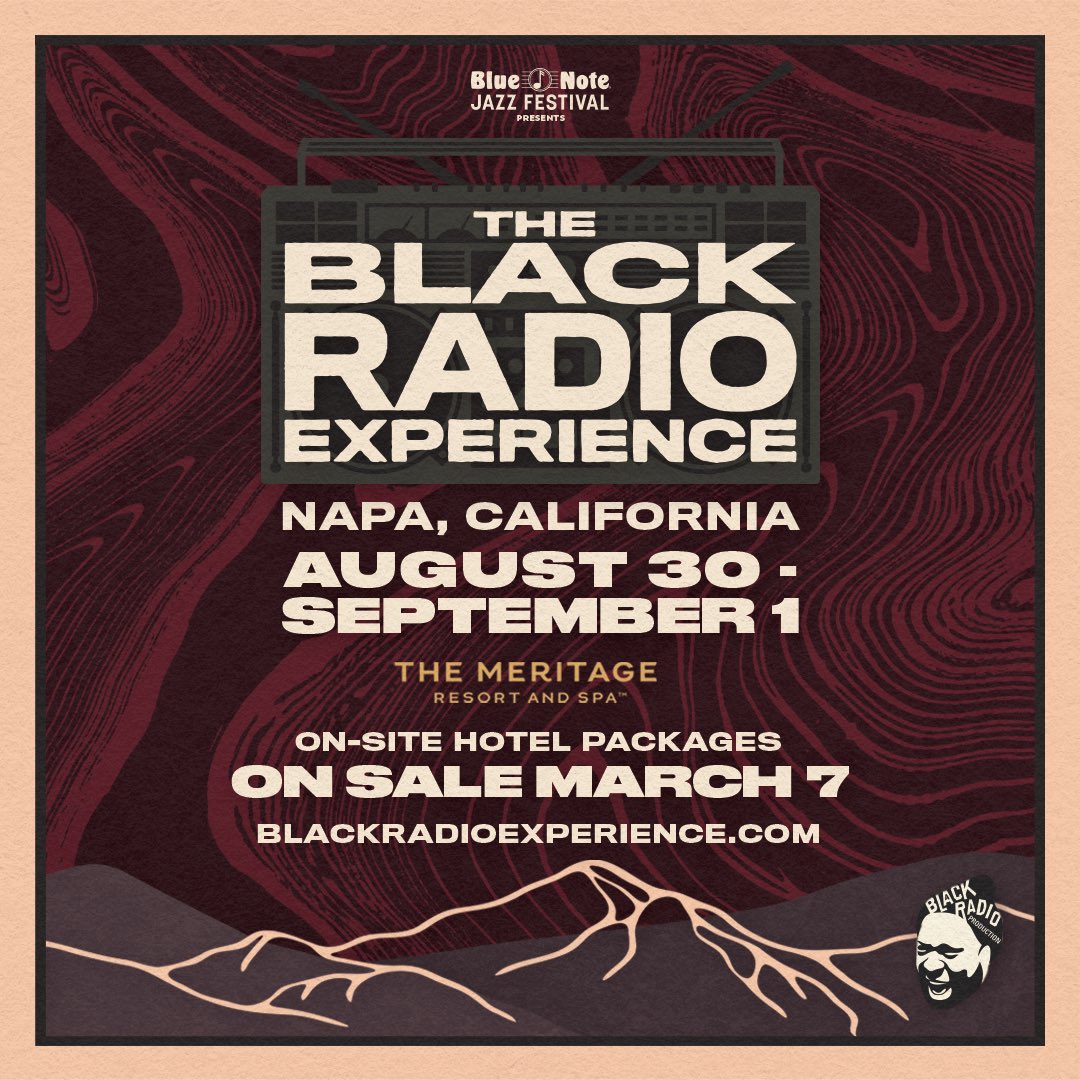 Introducing the Black Radio Experience presented by the <a href="/BlueNoteJazzFes/">BlueNoteJazzFestival</a> ! Join us for an exclusive three-day weekend getaway celebrating Black culture at its finest at the Meritage Resort <a href="/wearenapa/">Meritage Resort</a> in Napa. On-site hotel packages go on sale Thursday, March 7th at 9 AM PST!