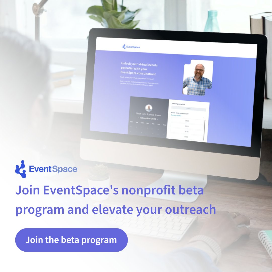 Ready to elevate your #Nonprofits events? 🌐 Join the #EventSpace #NonprofitsBetaProgram and discover a world of possibilities for hosting impactful virtual events. 🚀 Sign up for free and redefine what's possible in nonprofit fundraising and engagement: hubs.li/Q02k1-Jw0