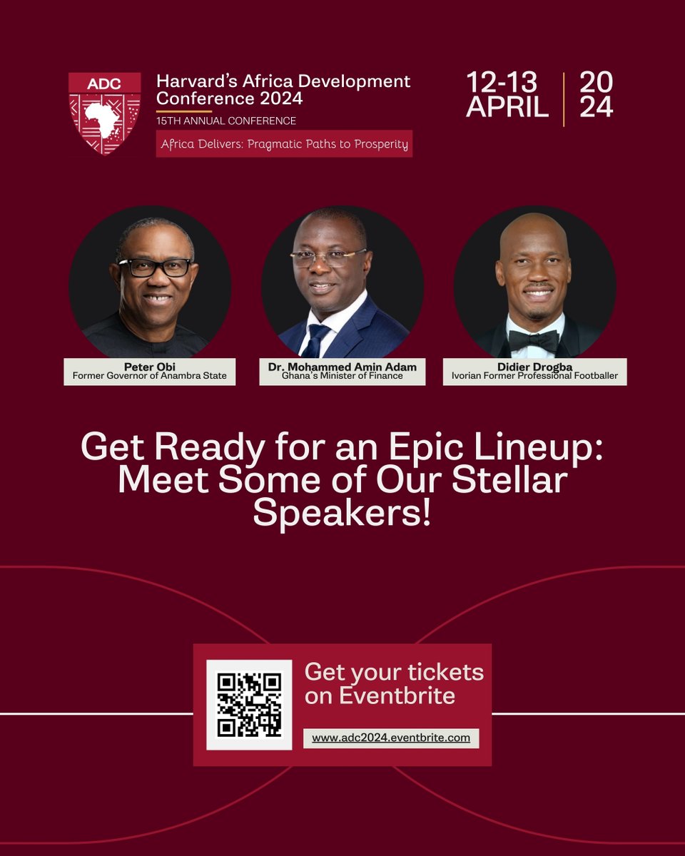 adcharvard's tweet photo. 📣📣 Exciting news! Harvard's Africa Development Conference (ADC) 2024 is on the horizon. Join us on April 12th-13th for insightful sessions and networking opportunities. Secure your spot with Early Bird tickets by March 10th! Tickets available at  https://t.co/cIZW9BvJPT. https://t.co/mGlCCNRsD5