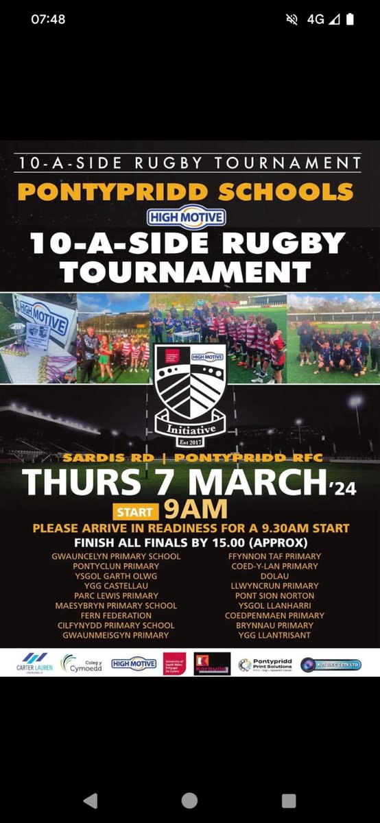 @Gwaunmeisgyn is looking forward to seeing you all on  Thursday 😊🏉😀<a href="/PontypriddI/">Pontypridd Initiative Rugby Academy</a> <a href="/GwauncelynPri/">Gwauncelyn Primary</a> <a href="/MaesybrynP/">Maesybryn Primary</a> <a href="/FfynnonTafPri/">Ffynnon Taf Primary</a> <a href="/TonysguboriauPS/">Tonysguboriau Primary</a> <a href="/YGGCastellau/">Ysgol Castellau</a> <a href="/YGGGLlantrisant/">YGGG Llantrisant</a> <a href="/coedylanprimary/">Coed-Y-Lan Primary School</a> <a href="/DolauSchool/">Ysgol Gynradd Dolau</a> <a href="/Coedpenmaenpr1/">Coedpenmaen Primary</a> <a href="/ParcLewis/">Parc Lewis Primary</a> <a href="/GarthOlwg_Canol/">Ysgol Ganol Garth Olwg</a> <a href="/Brynnauprimary/">Brynnau Primary</a> <a href="/YsgolLlanhari/">Ysgol Llanhari</a>
