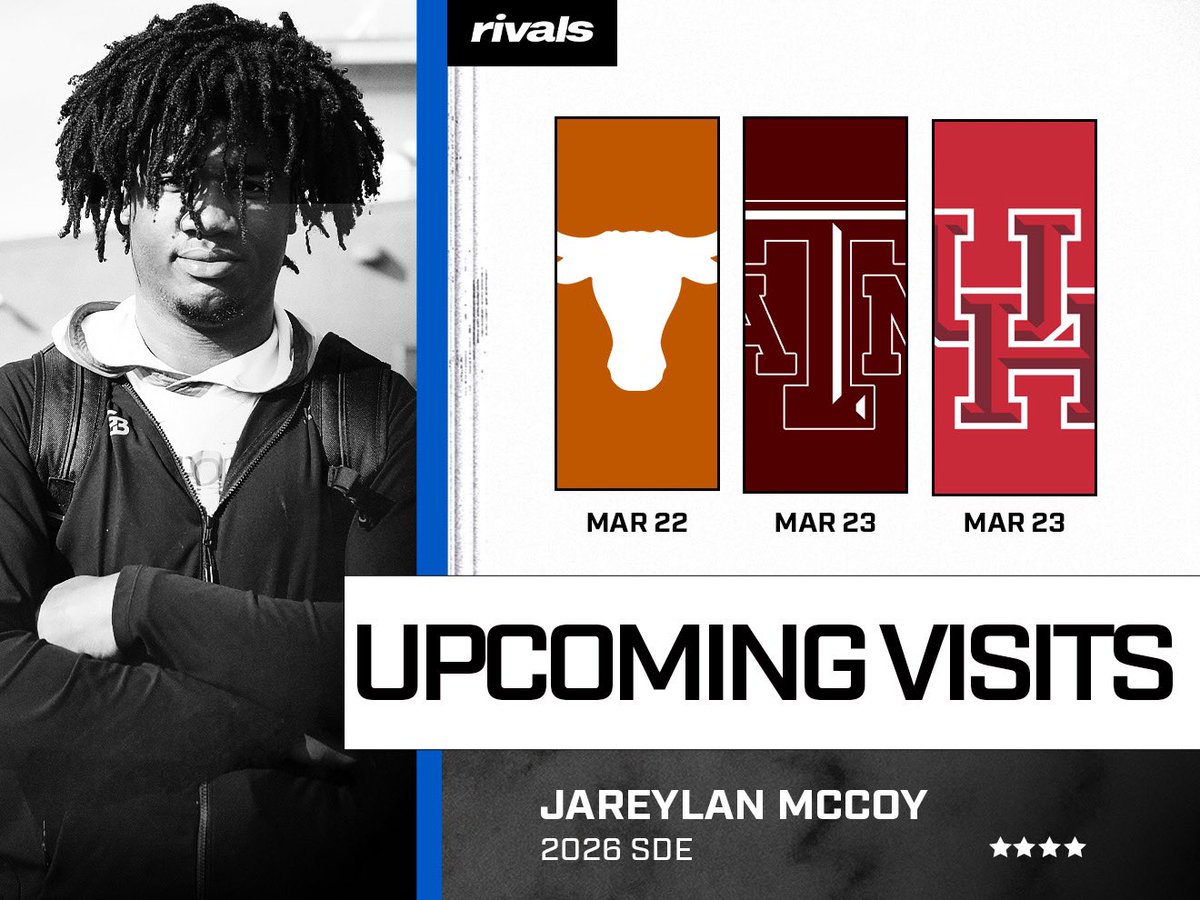 Highly coveted Tupelo (Miss.) DL talent Ja’Reylan McCoy sets several spring visits McCoy is one of the top players in the country, let alone #Mississippi coming in at No. 26 nationally #HookEm #GigEm #GoCoogs