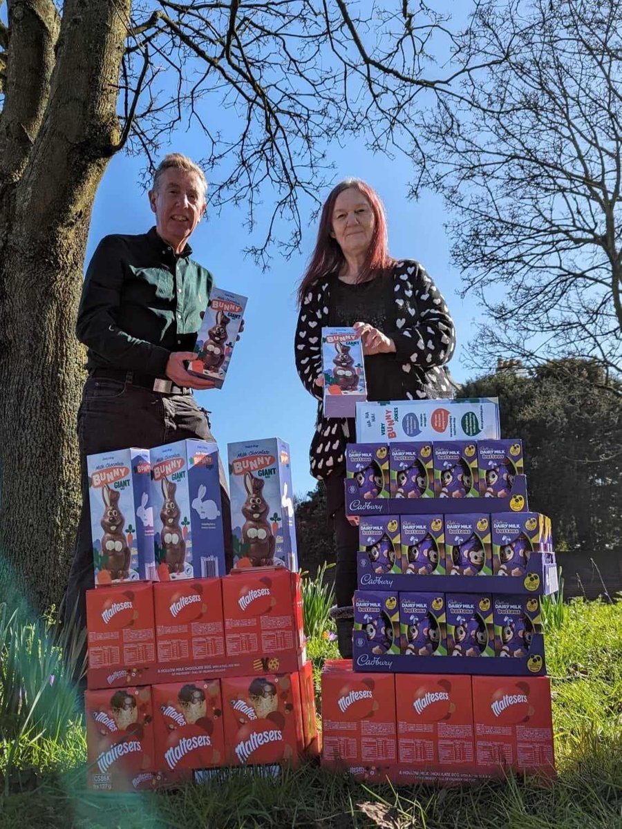 “A huge thank you to the great David from Sponmech Safety Systems LTD for his very kind donation of Easter Eggs and large bunnies 🐰 🐣🐥

As the weather was so nice this afternoon we took the picture outside

Thank you Ryan for taking the photo. “

lesliescarepackages.co.uk