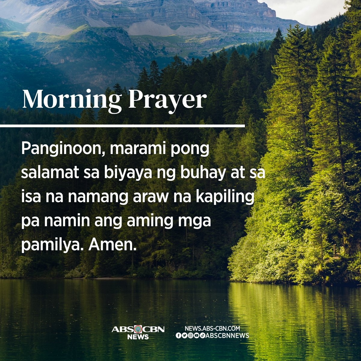 ABSCBNNews's tweet photo. Panginoon, salamat sa panibagong pagkakataon na muling makapiling ang aming mga mahal sa buhay. 🙏 https://t.co/MdAI60UDYg