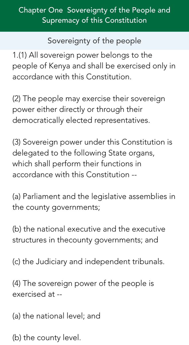 Constitution of Kenya 2010 Article 1. Sovereignty of the people Another day to remind you to #KnowYourConstitution