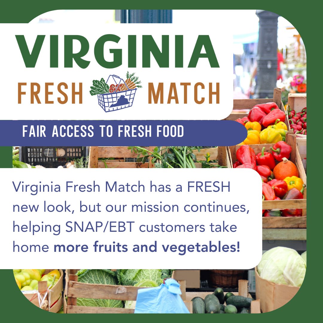 Virginia Farmers Markets (VFM) is thrilled to unveil their FRESH new logo! Britepaths is a proud member of the VFM network, and we look forward to a new season helping SNAP customers at the Annandale and Wakefield Markets shop for fresh fruits and veggies! #VirginiaFreshMatch
