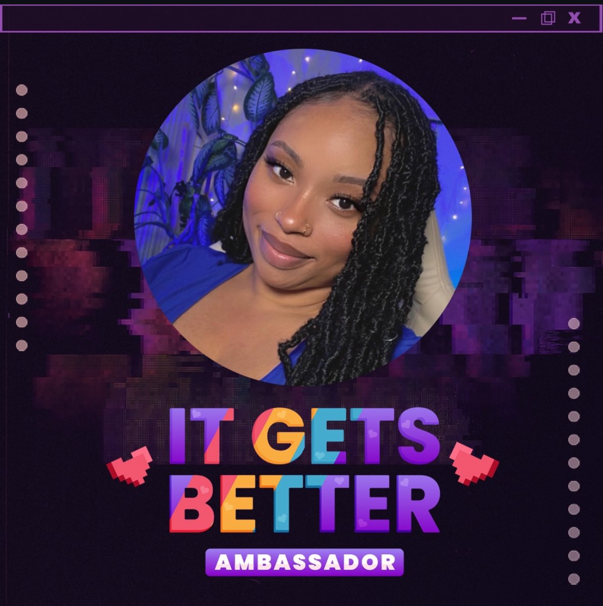 💜🩷💛🩵💜

Such an honor to be invited as an Ambassador for ItGetsBetter! You can catch me and so many amazing creators live on Twitch! Thank you for all your support on the channel and for sharing your stories. We are making things better - period! 

💜🩷💛🩵💜