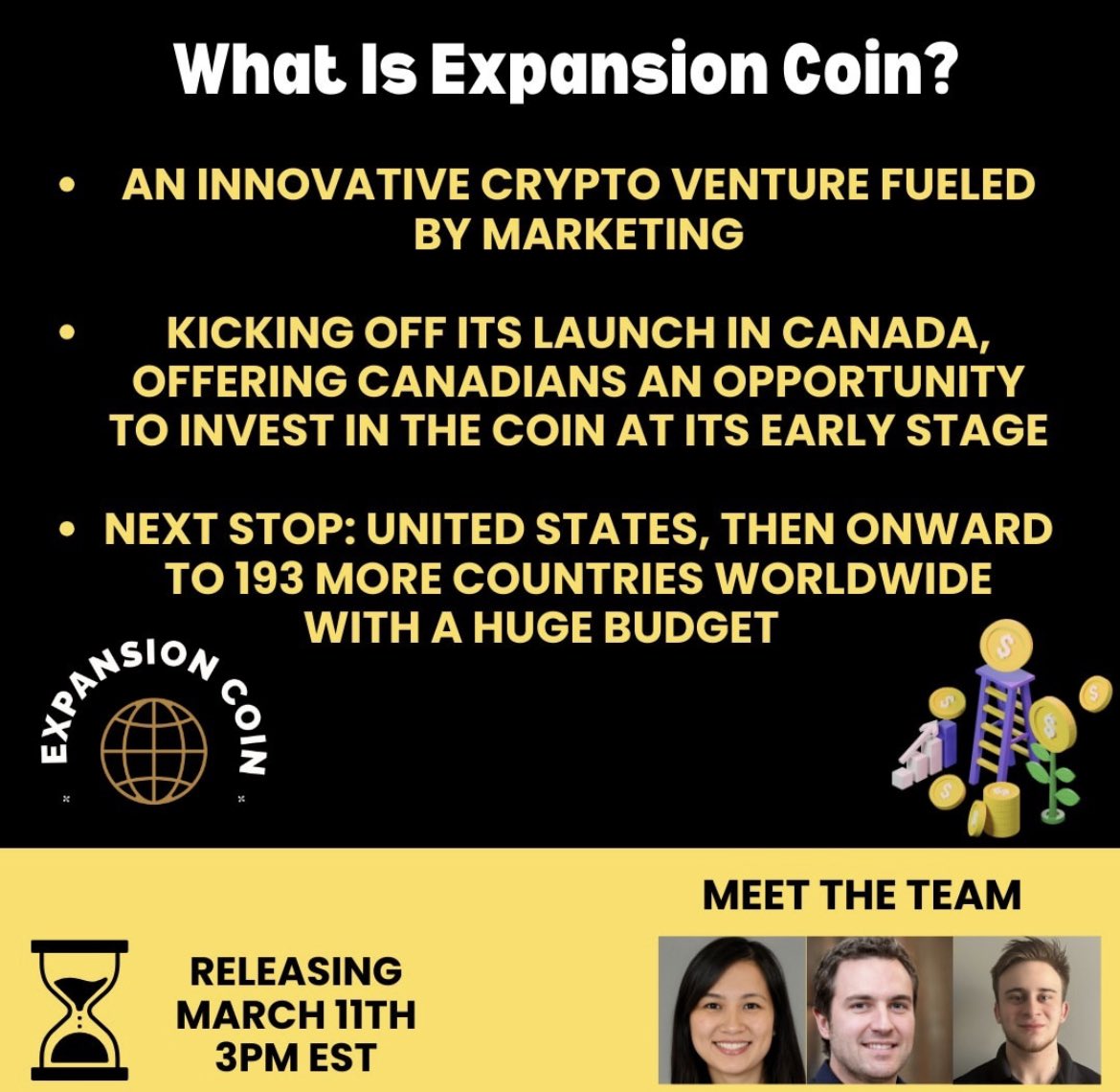 ExpansionCoin's tweet image. Launching March 11th, 3PM EST