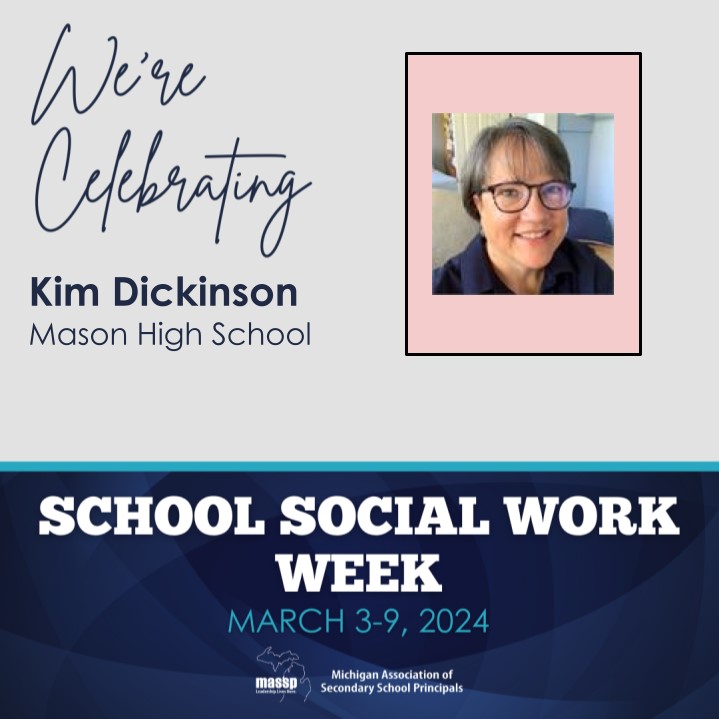 We're celebrating &amp; recognizing our AMAZING social worker, Mrs. Kim Dickinson, during School Social Work Week this week! A big "thank you" to Kim for all that she does each and every day for our staff &amp; especially for our students.