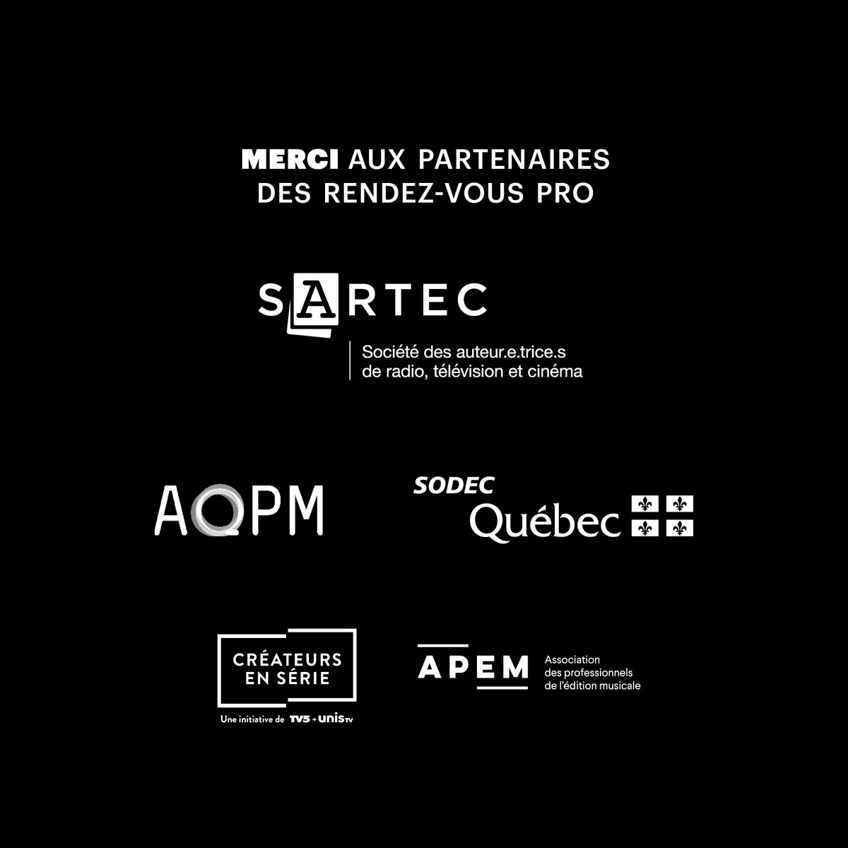Qc_Cinema's tweet photo. #RVQC2024 | MERCI À NOS PARTENAIRES- PARTIE 7

Les Rendez-vous Québec Cinéma remercient leurs partenaires des Rendez-vous Pro! https://t.co/XFZPQosWAT