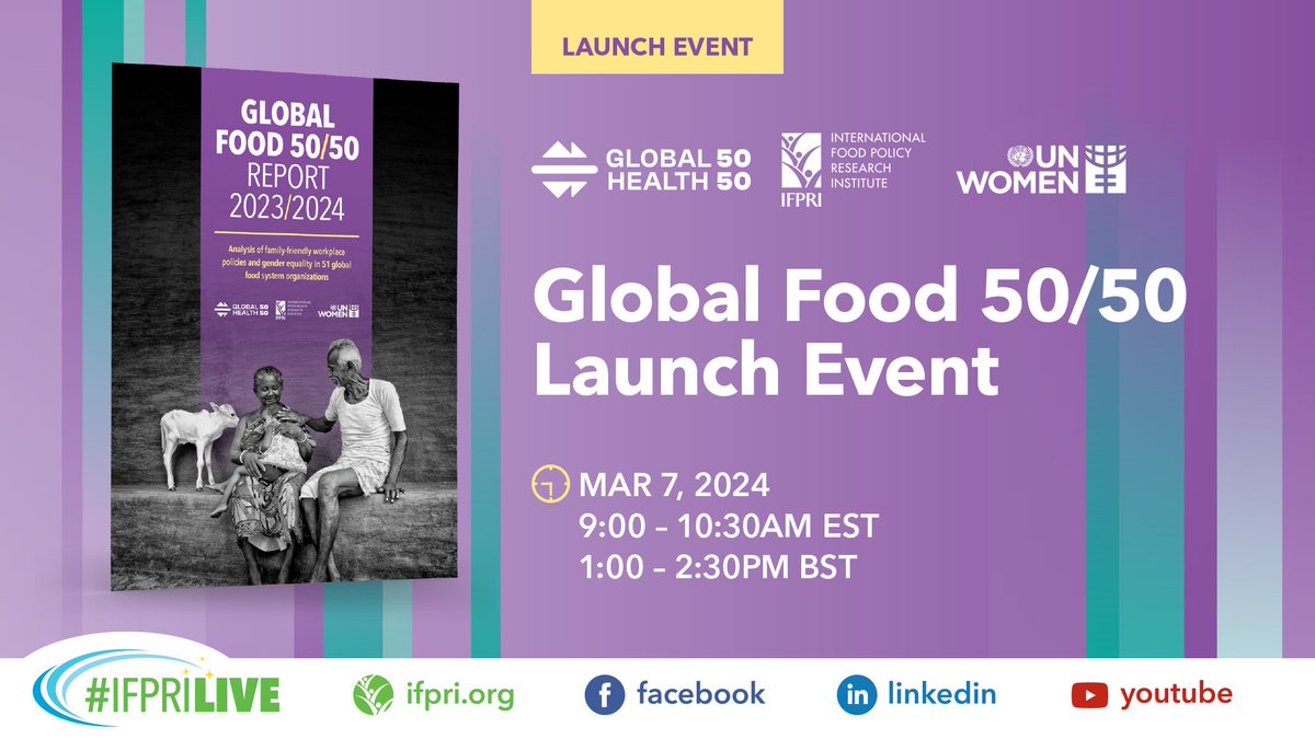 The 2023/2024 #GlobalFood5050 Report addresses a policy area that plays a decisive role in promoting equality of opportunity in the workplace: the extent to which workplace policies recognize and support employees’ care responsibilities. 🎟️Register: bit.ly/Global5050 @CGIAR
