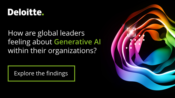 DeloitteAI's tweet photo. How do business and technology leaders feel about #GenerativeAI? Here are the top 3 results from our #StateOfGenAI report:
🟢 Excited
🟢 Fascinated
🟢 Uncertain
Learn more. https://t.co/t9G2bFeRty https://t.co/oOP6t8r4RJ