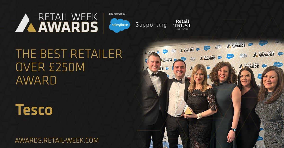 WINNER! 

Congratulations to <a href="/Tesco/">Tesco</a> for winning the Best Retailer Over £250m Award! 

#RWAwards24 <a href="/SalesforceUK/">Salesforce UK & Ireland</a>