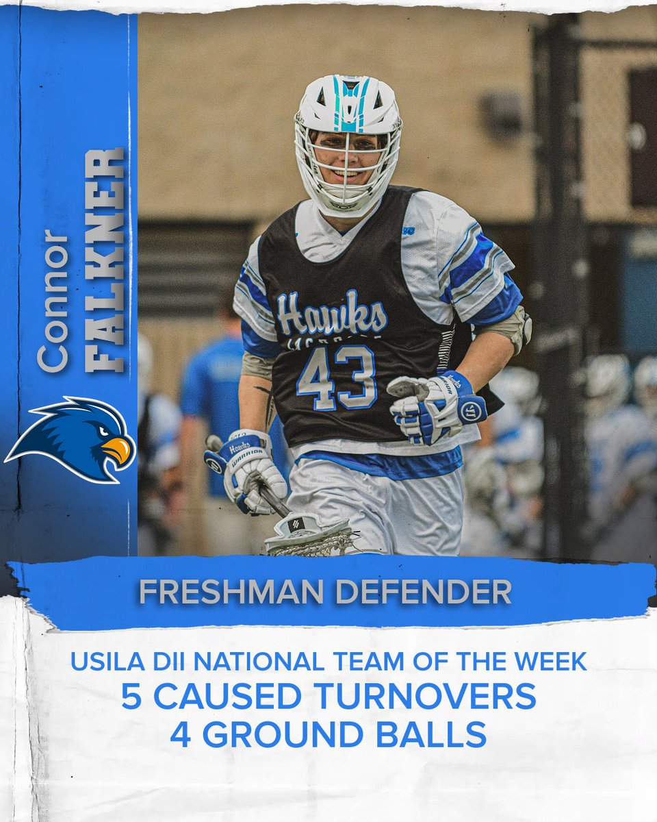 Congratulations to <a href="/RockUMensLax/">Rockhurst University Lacrosse</a> Connor Falkner for earning USILA Team of the Week! 

#RockU