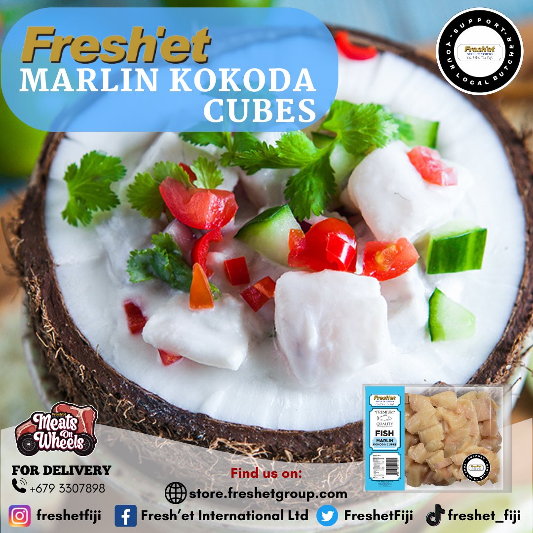 FreshetFiji's tweet photo. Fresh, flavorful, and full of island vibes! 🌴🐟 Check out our mouthwatering Marlin Kokoda Cubes. Available at Extra Supermarkets, Newworld IGA, True Mart Supermarkets, Kundan Singh Tamavua and Fresh Choice Supermarkets. 

#freshetfiji #freshcatches #marlin #acutabovetherest https://t.co/QbWZS7p9Hc